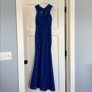 Blue lace formal dress